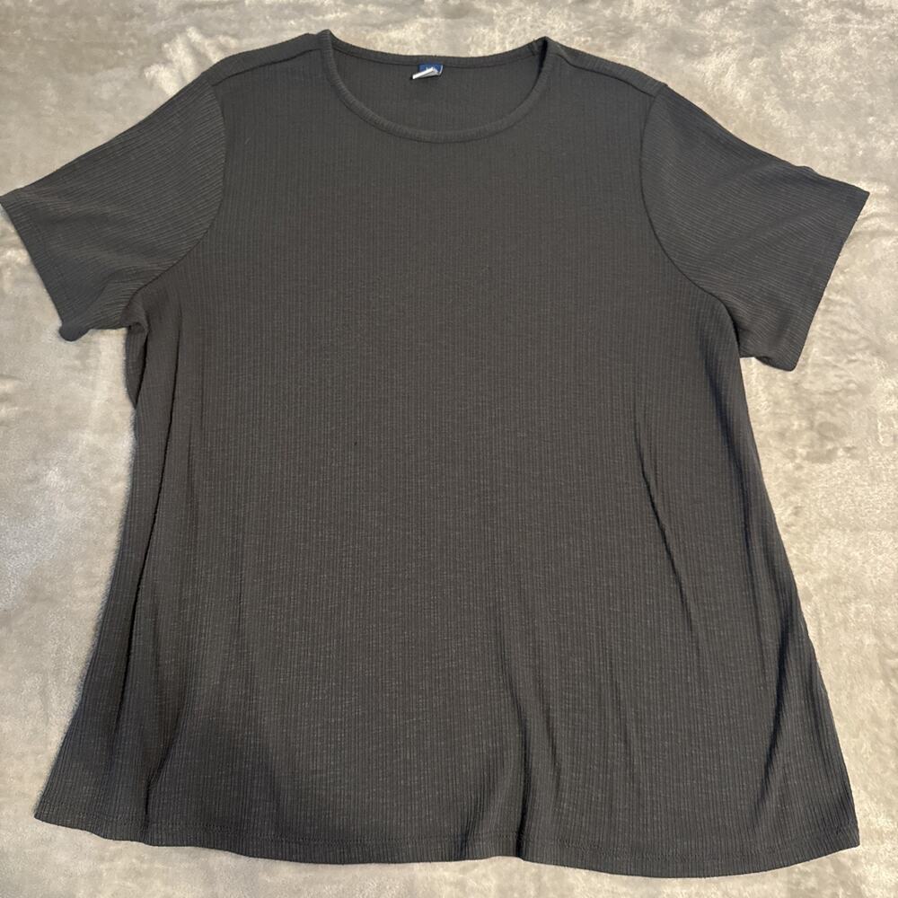 Old Navy Boxy Fit Rib Tee Gray Short Sleeve Crew Neck T-Shirt Womens XL